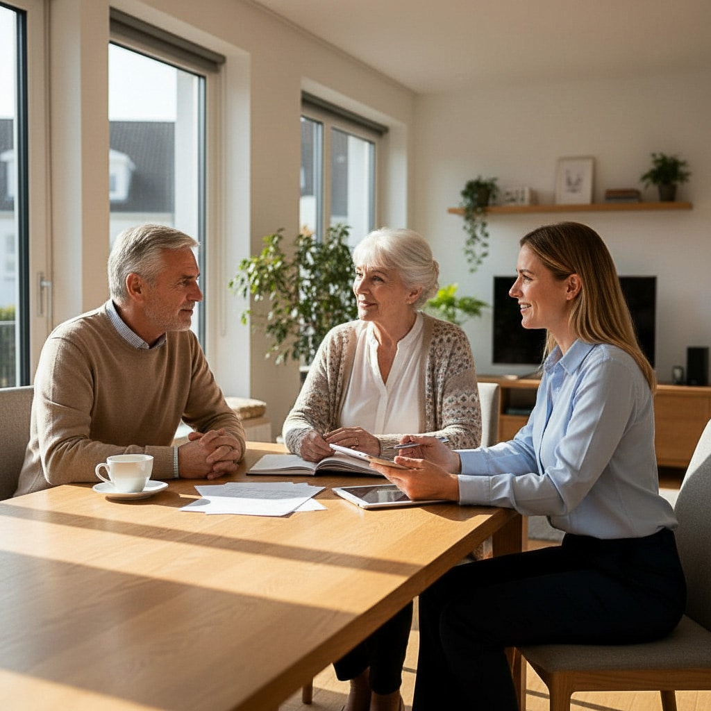 Pflegekraft betreut Seniorin zu Hause