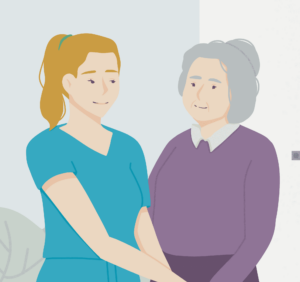 Pflegekraft aus Osteuropa mit Seniorin