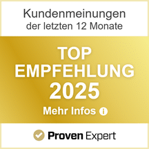 Top Empfehlung 2025 Bewertungssiegel - Top Empfehlung von Kunden der Deutschen Seniorenbetreuung