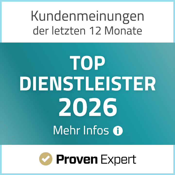 Bewertungssiegel - Top Dienstleister 2026 von Kunden der Deutschen Seniorenbetreuung bewertet